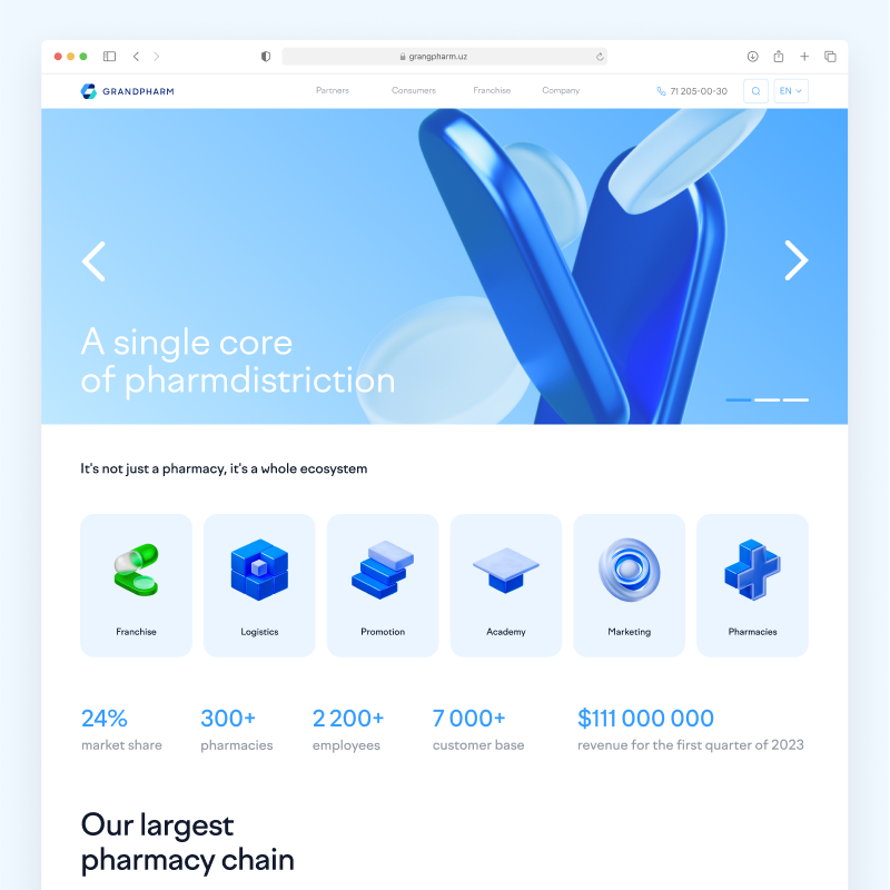 GRANDPHARM website design development 