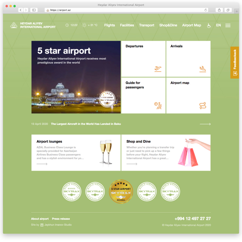 Website of Baku Heydar Aliyev International Airport